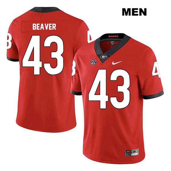 Georgia Bulldogs Men's Tyler Beaver #43 NCAA Legend Authentic Red Nike Stitched College Football Jersey FPN2656PP
